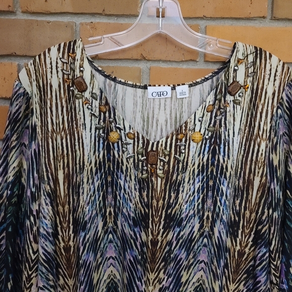 Cato Multi-colored Patterned Blouse Large - Picture 10 of 14